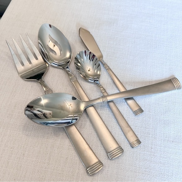 Wallace Napoli Frost 18/10 Stainless Flatware Serving Set Pieces Set of 5 - Picture 1 of 4
